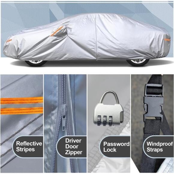 Car Cover for Automobiles All Weather Waterproof with Lock and Zipper - Picture 6 of 7